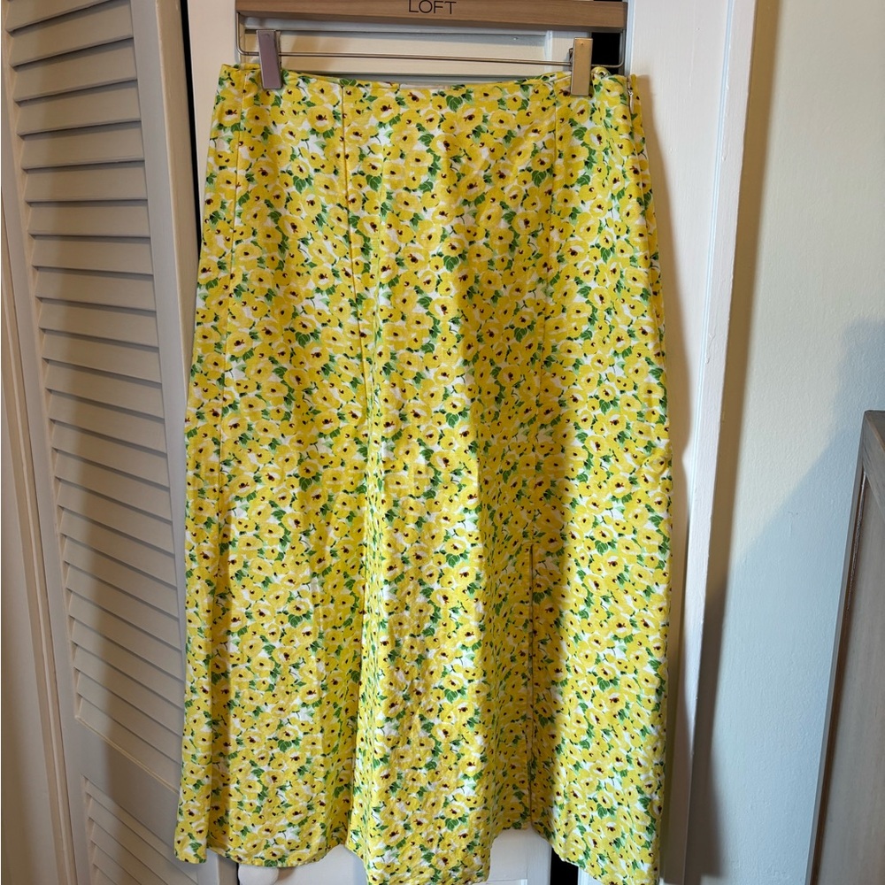 LOFT Yellow Pleated Maxi Skirt A-Line Resort Wear